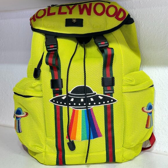 Gucci Yellow Hollywood Printed Limited Edition Backpack - Picture 1 of 9